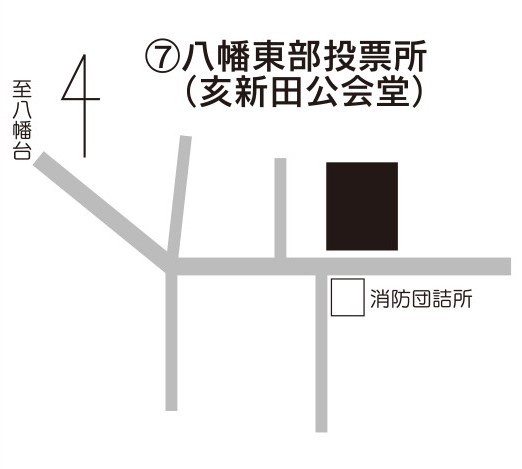 八幡東部投票所の地図