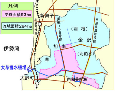 大草地区たん水防除事業概要図