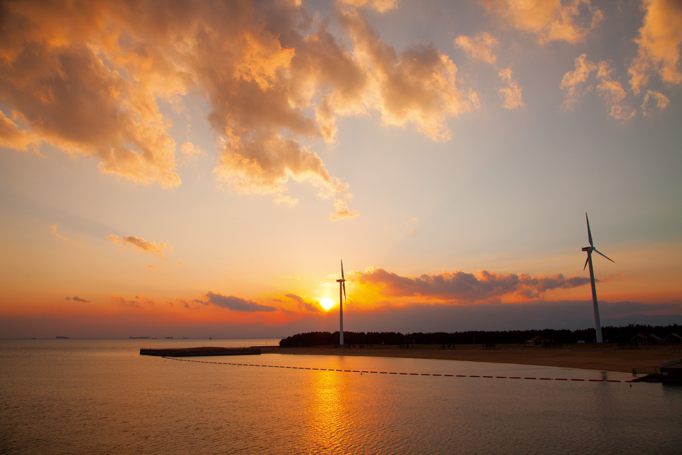 新舞子海岸の夕日