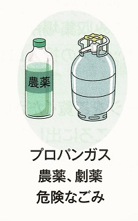 プロパンガスボンベ、農薬、劇薬